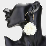 Fabric Rose Dangle Earrings - Madeline Love - Flyclothing LLC