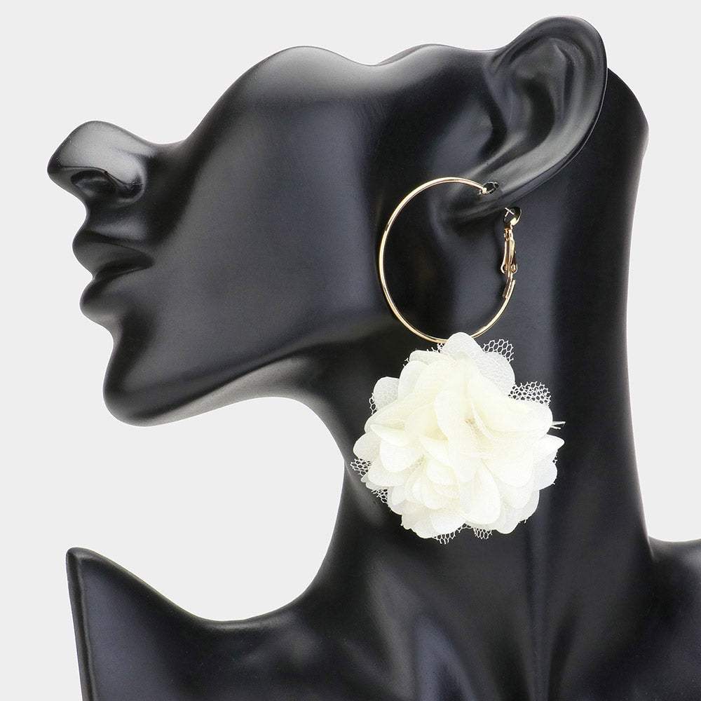 Fabric Rose Dangle Earrings - Madeline Love - Flyclothing LLC