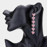 Rhinestone Embellished Heart Link Dangle Earrings - Madeline Love - Flyclothing LLC