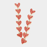 Rhinestone Embellished Heart Link Dangle Earrings - Madeline Love - Flyclothing LLC