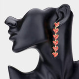 Rhinestone Embellished Heart Link Dangle Earrings - Madeline Love - Flyclothing LLC
