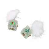 Pom Pom Glittered Christmas Dice Dangle Earrings - Madeline Love - Flyclothing LLC