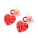 Glittered Resin Heart Flower Dangle Earrings - Madeline Love - Flyclothing LLC