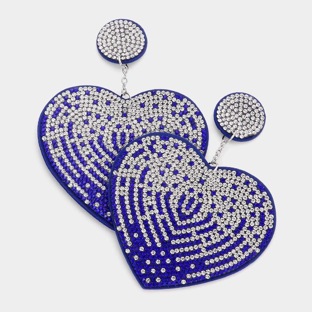 Felt Back Bling Heart Dangle Earrings - Madeline Love - Flyclothing LLC