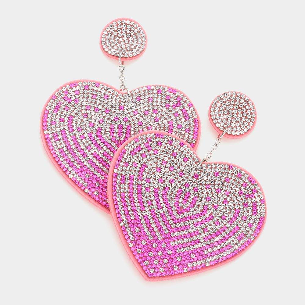 Felt Back Bling Heart Dangle Earrings - Madeline Love - Flyclothing LLC