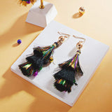 Mardi Gras Triple Fringe Layered Dangle Earrings - Madeline Love - Flyclothing LLC