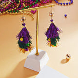 Mardi Gras Triple Fringe Layered Dangle Earrings - Madeline Love - Flyclothing LLC