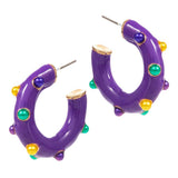 Mardi Gras Pearl Embellished Hoop Earrings - Madeline Love - Flyclothing LLC