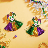 Mardi Gras Glittered Jester Pierrot Tassel Fringe Earrings - Madeline Love - Flyclothing LLC