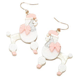 Holiday Bow Santa Hat Poodle Dog Dangle Earrings - Madeline Love - Flyclothing LLC