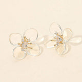 Rhinestone Accent Transparent Resin Petal Flower Earrings - Madeline Love - Flyclothing LLC