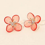 Rhinestone Accent Transparent Resin Petal Flower Earrings - Madeline Love - Flyclothing LLC