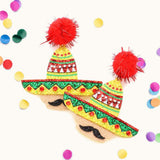 Pom Pom Glittered Hat Mustache Link Dangle Earrings - Madeline Love - Flyclothing LLC