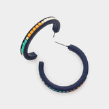 Square Bead Embellished Hoop Earrings - Madeline Love - Flyclothing LLC