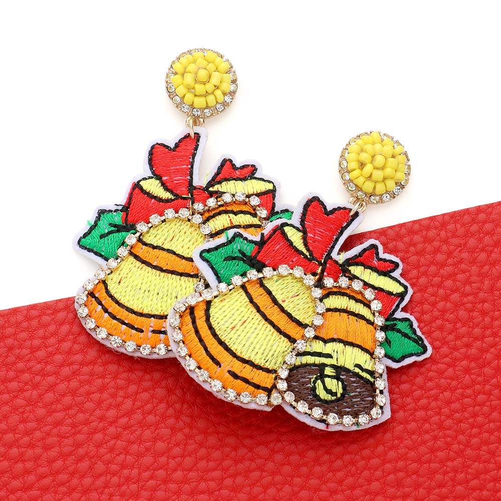 Crystal Pave Trimmed Jingle Bell Dangle Earrings - Madeline Love - Flyclothing LLC