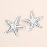 Bold Pearl Center Textured Starfish Statement Earrings - Madeline Love - Flyclothing LLC