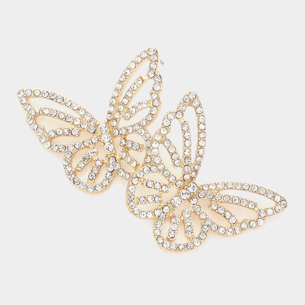 Stone Paved Butterfly Earrings - Madeline Love - Flyclothing LLC