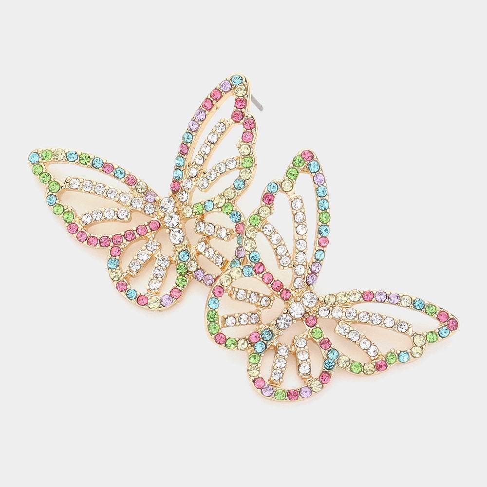 Stone Paved Butterfly Earrings - Madeline Love - Flyclothing LLC