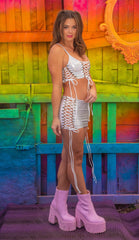 J-Valentine FE222 - Metallic Lace-Up Top - J. Valentine