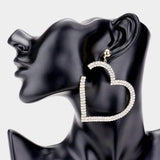 Metal Ball Rhinestone Open Heart Dangle Earrings - Madeline Love - Flyclothing LLC