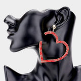 Metal Ball Rhinestone Open Heart Dangle Earrings - Madeline Love - Flyclothing LLC