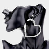 Metal Ball Rhinestone Open Heart Dangle Earrings - Madeline Love - Flyclothing LLC