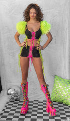 J-Valentine FE231 - Neon Multi Lace-Up Skirt - J. Valentine