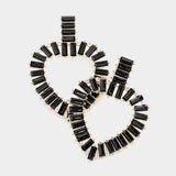 Rectangle Stone Cluster Open Heart Dangle Earrings - Madeline Love - Flyclothing LLC