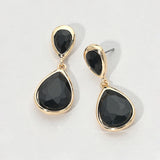 Teardrop Faceted Stone Drop Dangle Earrings