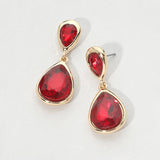 Teardrop Faceted Stone Drop Dangle Earrings
