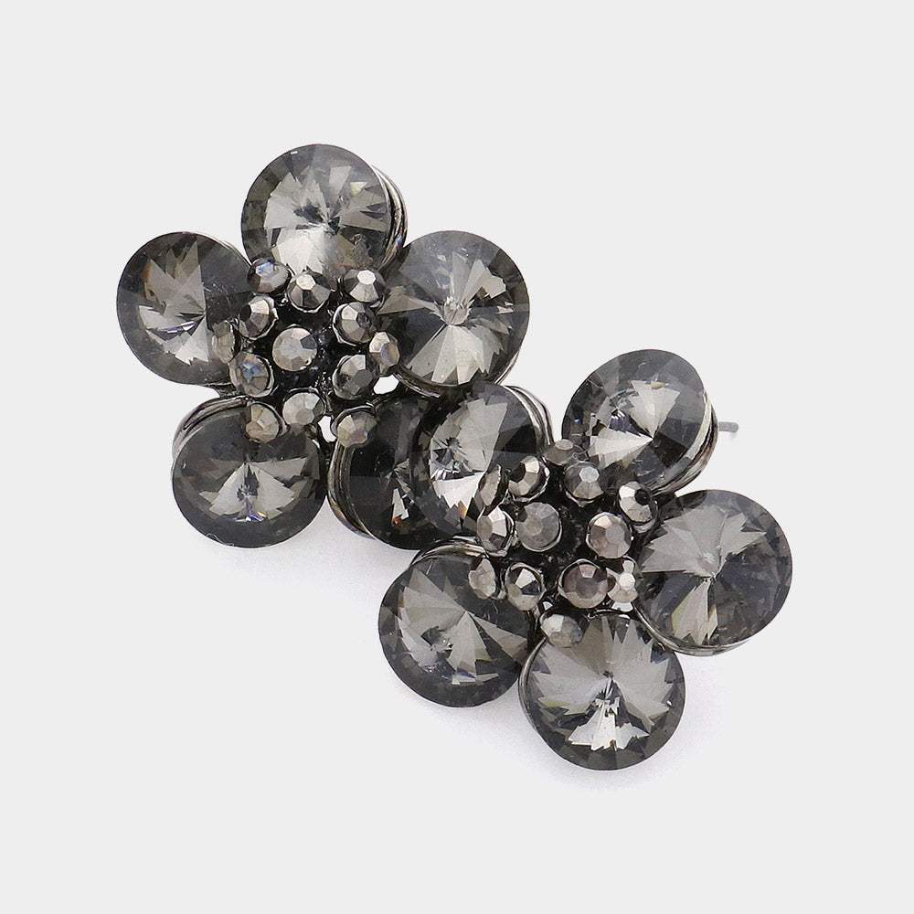 Glass Stone Flower Earrings - Madeline Love - Flyclothing LLC