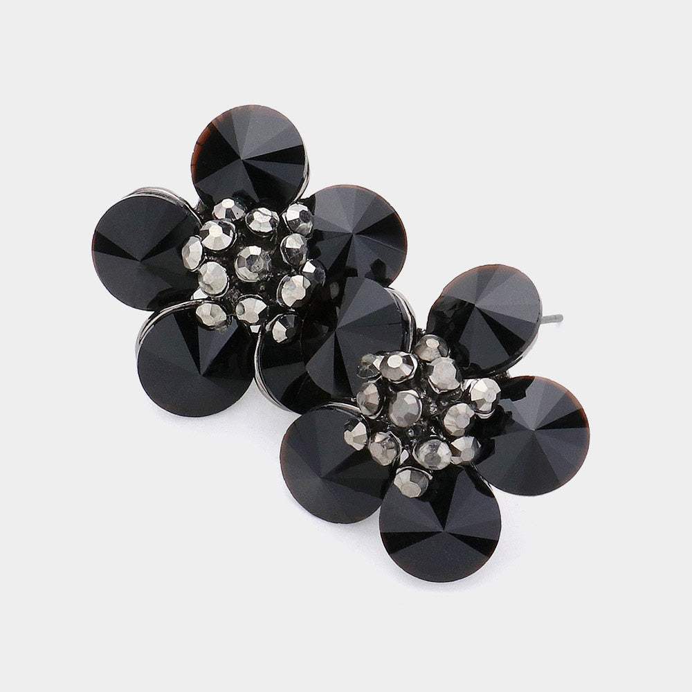 Glass Stone Flower Earrings - Madeline Love - Flyclothing LLC