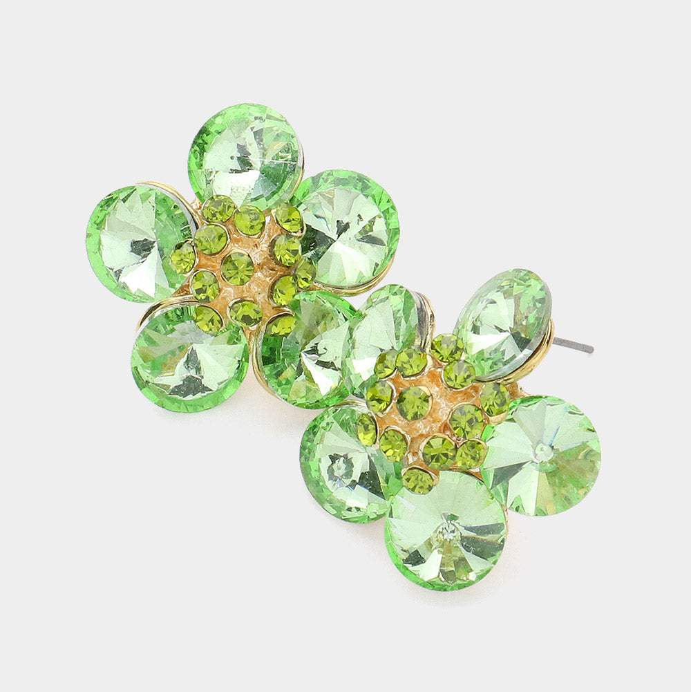 Glass Stone Flower Earrings - Madeline Love - Flyclothing LLC