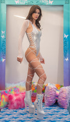 J-Valentine FE233 - Leg Wrap Lace-Up Bodysuit - J. Valentine