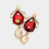 Teardrop Stone Cluster Pointed Bug Oval Stone Dangle Earrings - Madeline Love - Flyclothing LLC