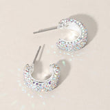 18K Gold Dipped Bling Stone Studded Mini Hoop Earrings - Madeline Love - Flyclothing LLC