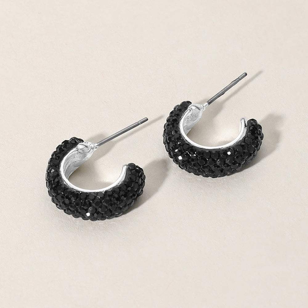 18K Gold Dipped Bling Stone Studded Mini Hoop Earrings - Madeline Love - Flyclothing LLC