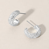 18K Gold Dipped Bling Stone Studded Mini Hoop Earrings - Madeline Love - Flyclothing LLC