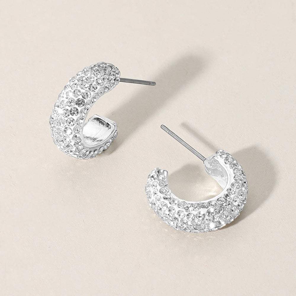 18K Gold Dipped Bling Stone Studded Mini Hoop Earrings - Madeline Love - Flyclothing LLC