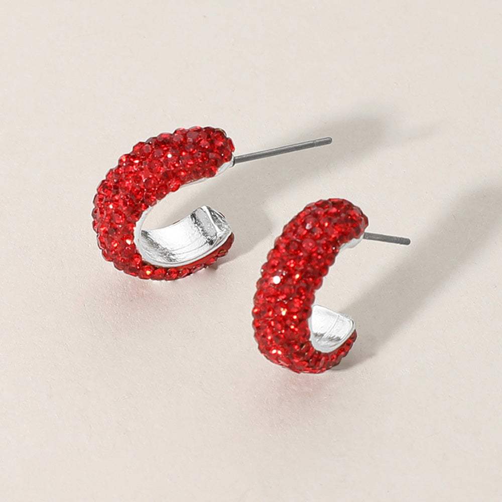 18K Gold Dipped Bling Stone Studded Mini Hoop Earrings - Madeline Love - Flyclothing LLC