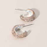 18K Gold Dipped Bling Stone Studded Mini Hoop Earrings - Madeline Love - Flyclothing LLC