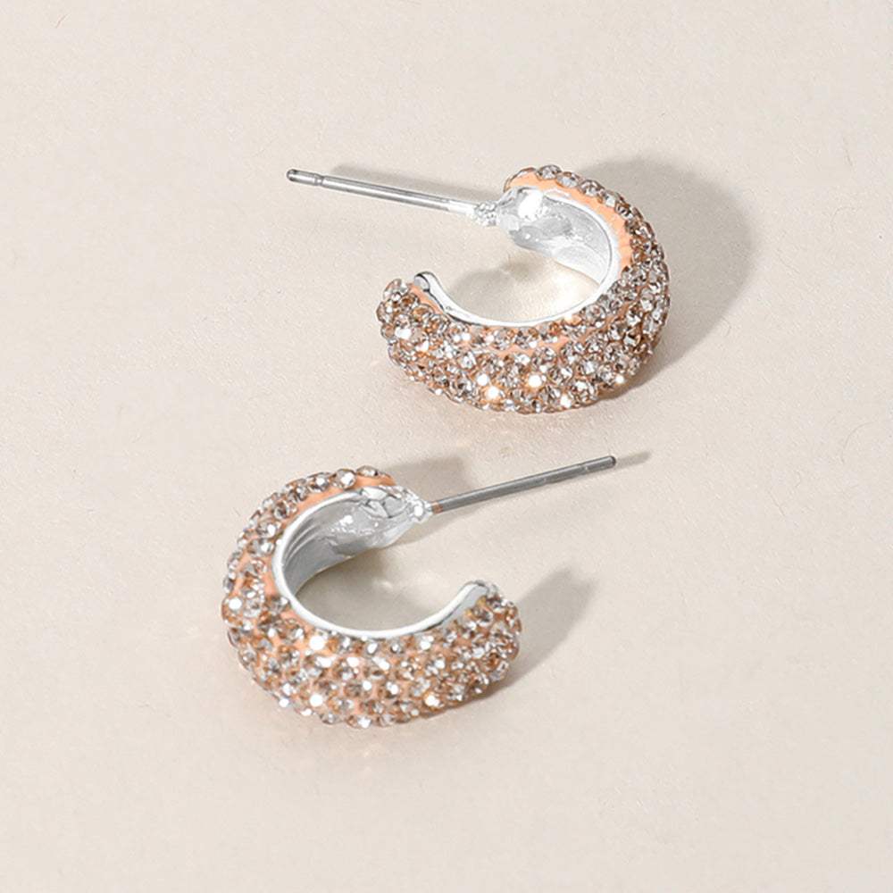 18K Gold Dipped Bling Stone Studded Mini Hoop Earrings - Madeline Love - Flyclothing LLC
