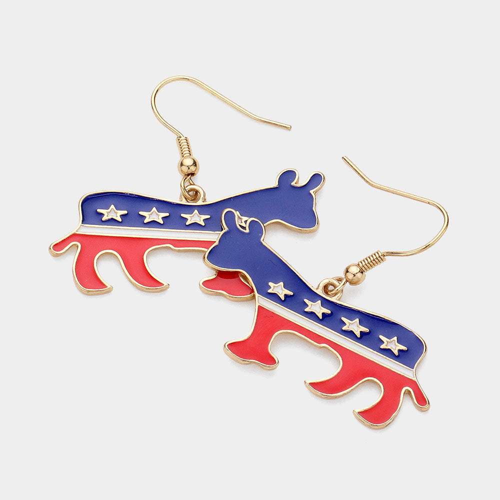 Patriotic Metal Donkey Dangle Earrings - Madeline Love - Flyclothing LLC