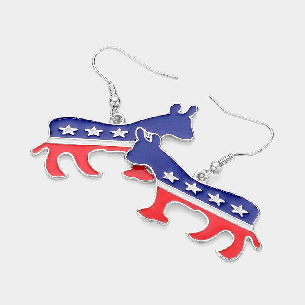 Patriotic Metal Donkey Dangle Earrings - Madeline Love - Flyclothing LLC