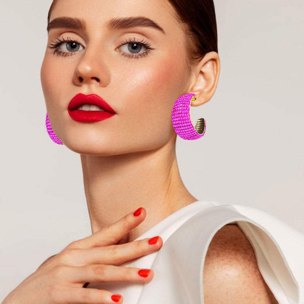 Bling Hoop Earrings - Madeline Love - Flyclothing LLC