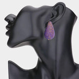 Stone Paved Curved Teardrop Earrings - Madeline Love - Flyclothing LLC