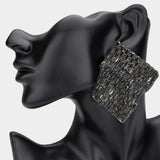 Bold Bling Studded Abstract Plate Earrings - Madeline Love - Flyclothing LLC