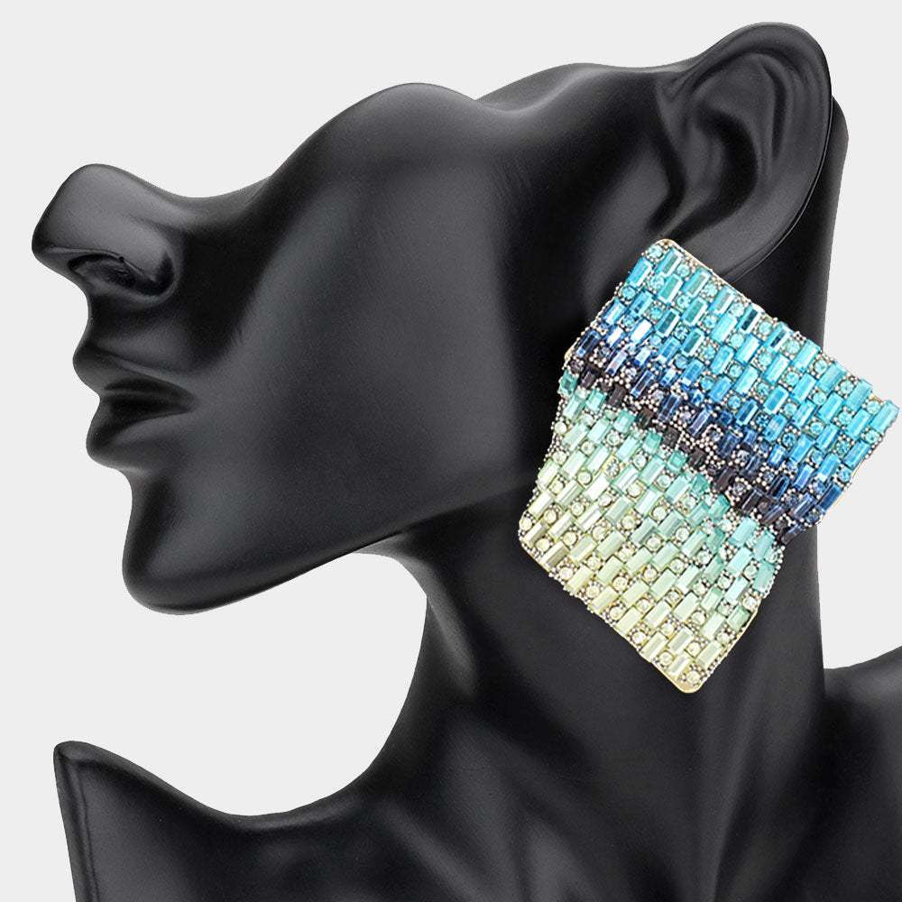 Bold Bling Studded Abstract Plate Earrings - Madeline Love - Flyclothing LLC