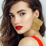 Bold Bling Studded Abstract Plate Earrings - Madeline Love - Flyclothing LLC