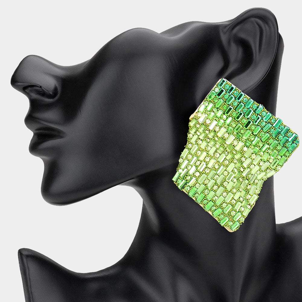 Bold Bling Studded Abstract Plate Earrings - Madeline Love - Flyclothing LLC